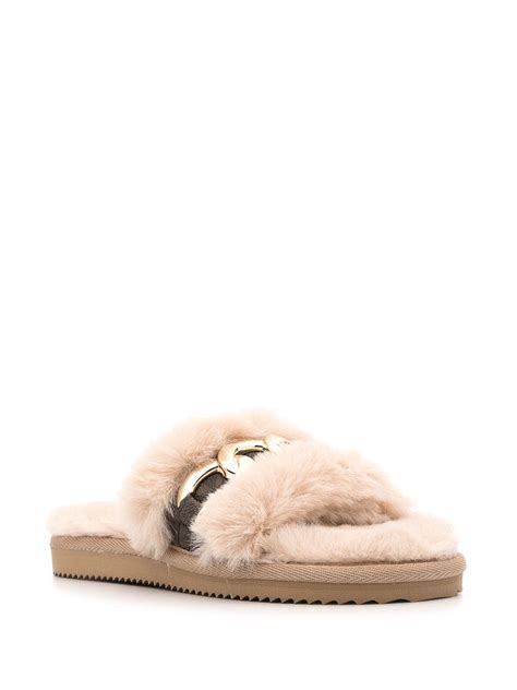 michael kors logo faux fur slide|Scarlett Faux Fur Slide Sandal .